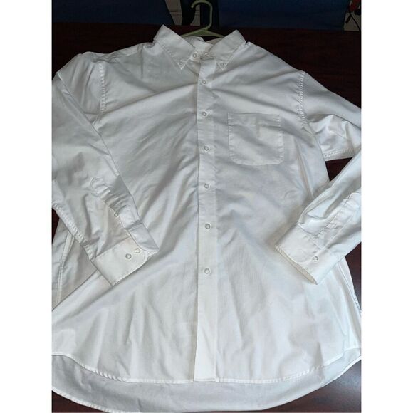 Saddlebred Easy Care Oxford White Mens Button Up Long Sleeve Size 17.5 Neck - Picture 1 of 7